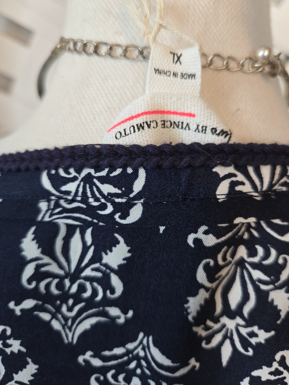 Two By Vince Camuto Navy & White Sleeveless Printed Tunic Top- NWT Ret $79 - Picture 8 of 12